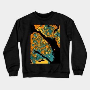 Halifax Map Pattern in Orange & Teal Crewneck Sweatshirt